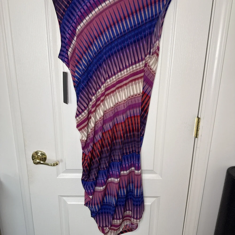 NWT Sofia Vergara Womens XL Multicolor Abstract Print Draped Sleeveless Dress - Picture 7 of 10